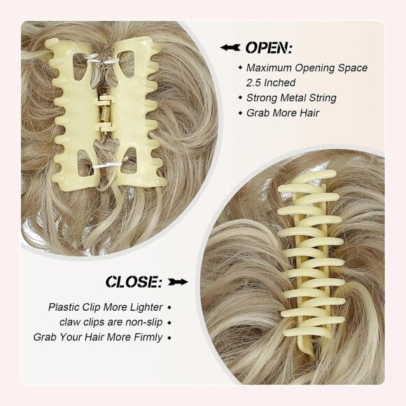 Messy Hair Bun Set with Bangs Claw Clip Curly Synthetic Hair Extension main image 6